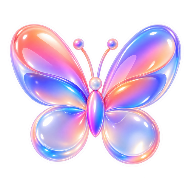 A glossy gradient butterfly sticker