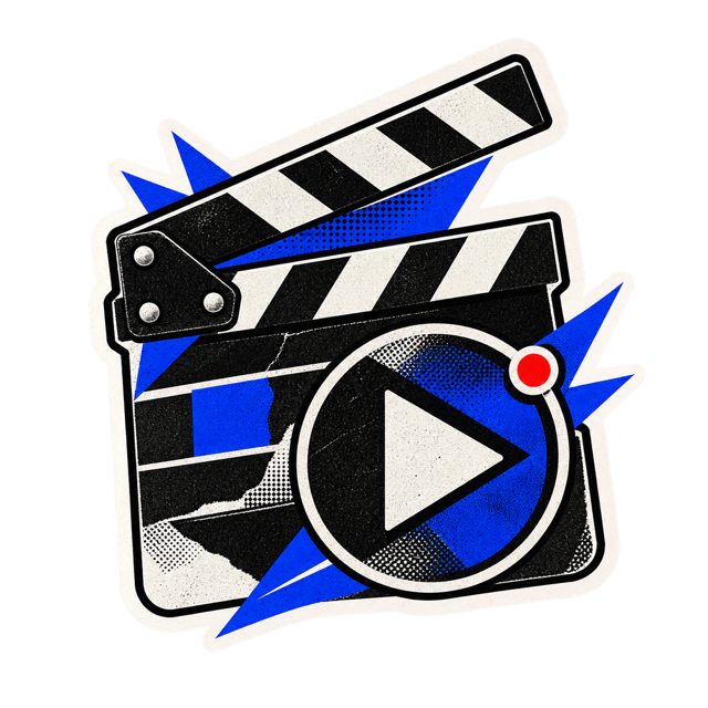 A film clapperboard sticker