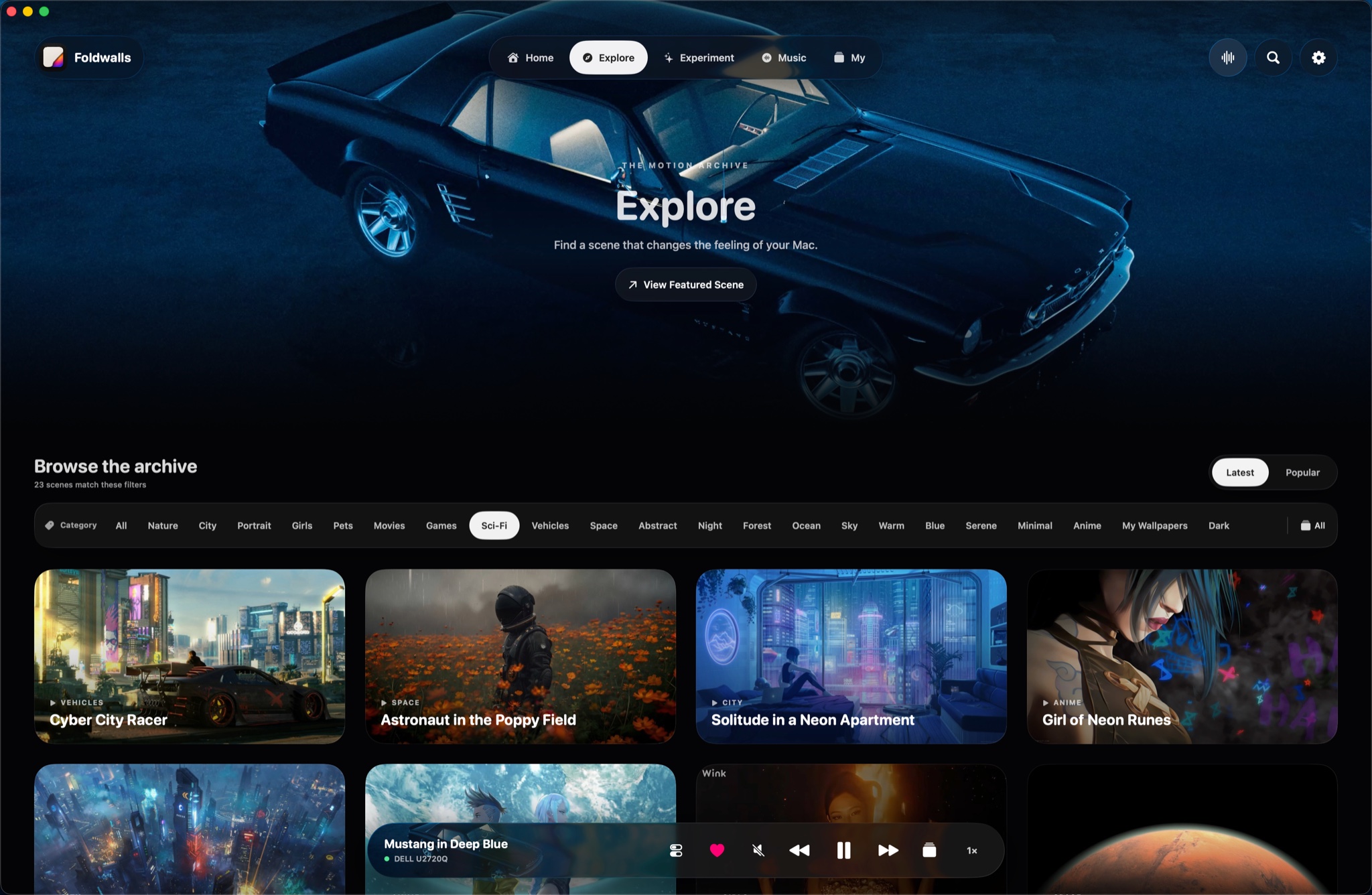 Explore page in Foldwalls